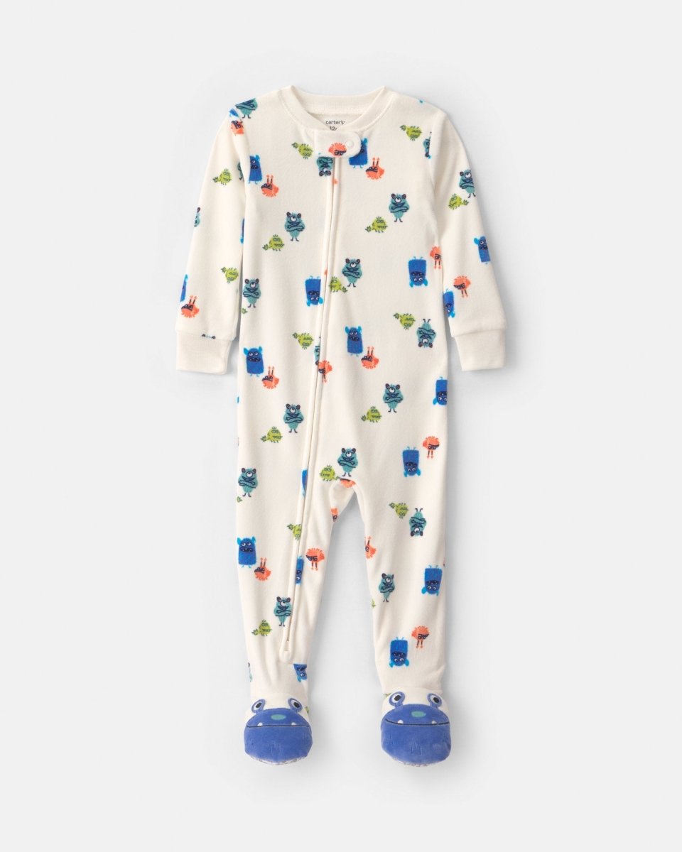 Pijama de terciopelo con pie y antideslizantes, monstruos - Carter's