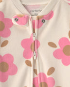 Pijama de terciopelo con pie y cremallera, flores - Carter's