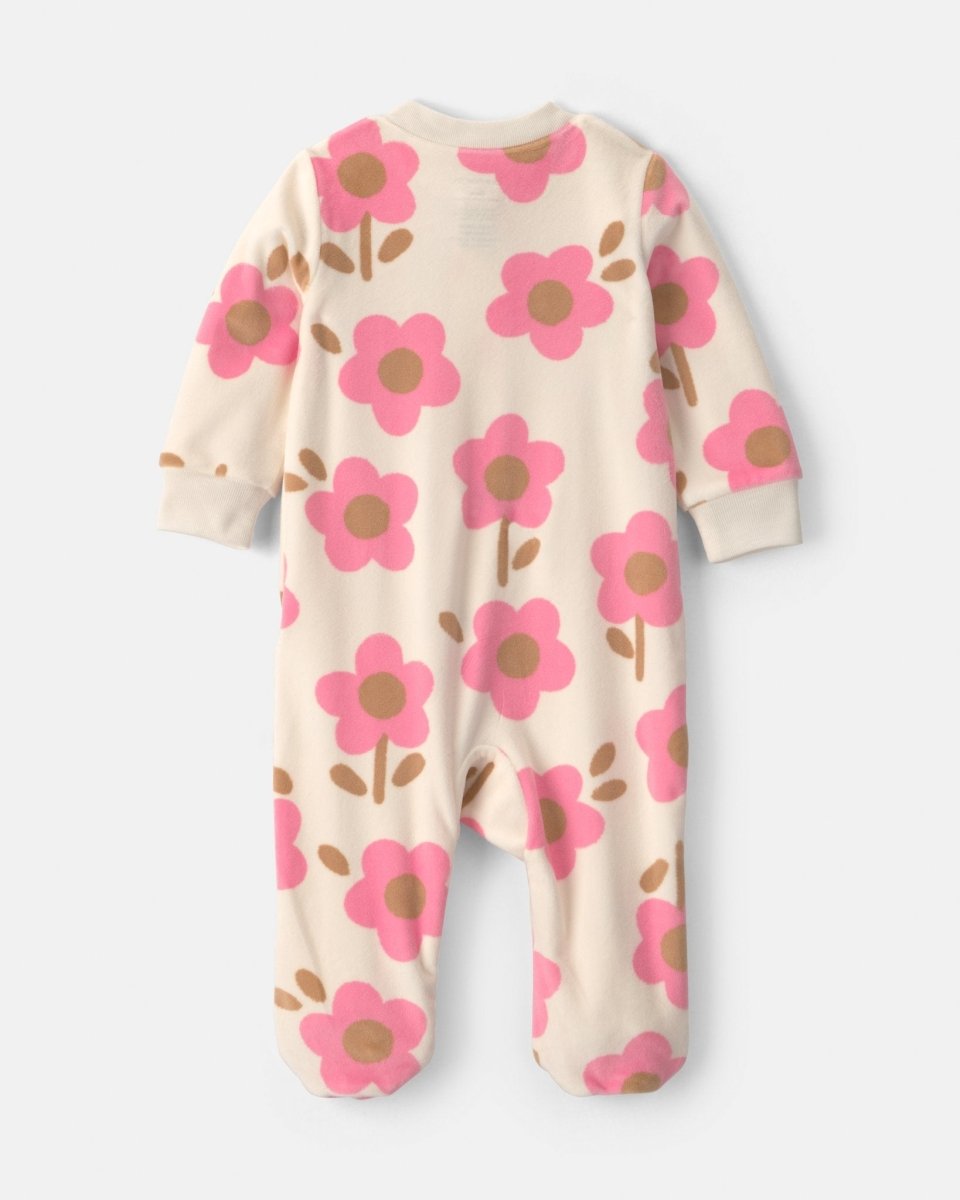 Pijama de terciopelo con pie y cremallera, flores - Carter's