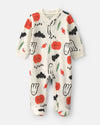 Pijama de uma peça com fecho, Halloween em creme
