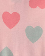 Pijama de una pieza con pie y cremallera, corazones en rosa - Carter's