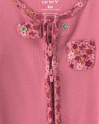 Pijama de una pieza con pie y cremallera, flores en rosa - Carter's