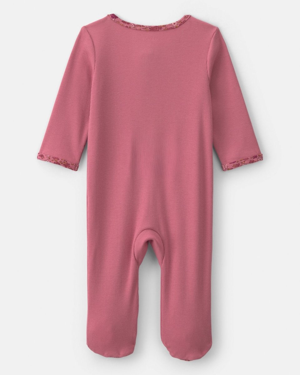 Pijama de una pieza con pie y cremallera, flores en rosa - Carter's