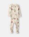 Pijama de uma peça com pés e fecho, quinta em creme