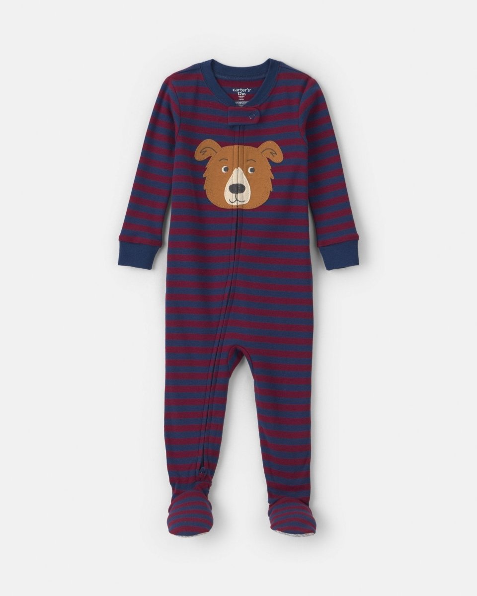 Pijama de una pieza con pie y cremallera, perros a rayas - Carter's