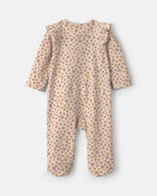 Pijama de una pieza de algodón con pie, flores en crema - Carter's