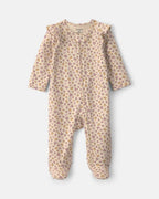 Pijama de una pieza de algodón con pie, flores en crema - Carter's