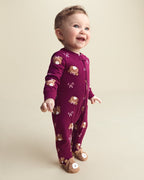 Pijama de una pieza de algodón con pie, osos en morado - Carter's