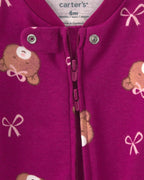 Pijama de una pieza de algodón con pie, osos en morado - Carter's