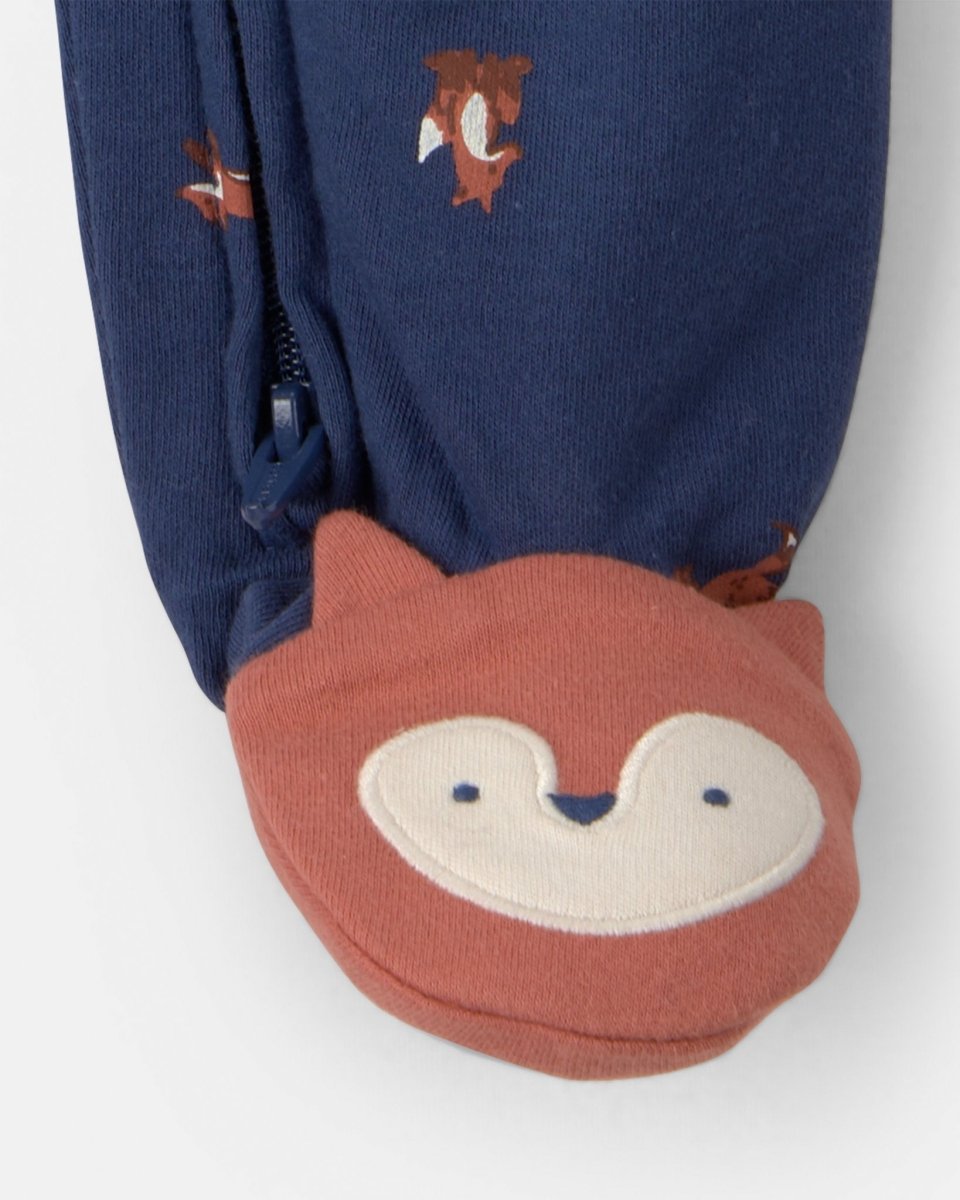Pijama de una pieza de algodón con pie, zorro azul marino - Carter's