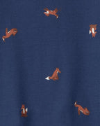 Pijama de una pieza de algodón con pie, zorro azul marino - Carter's