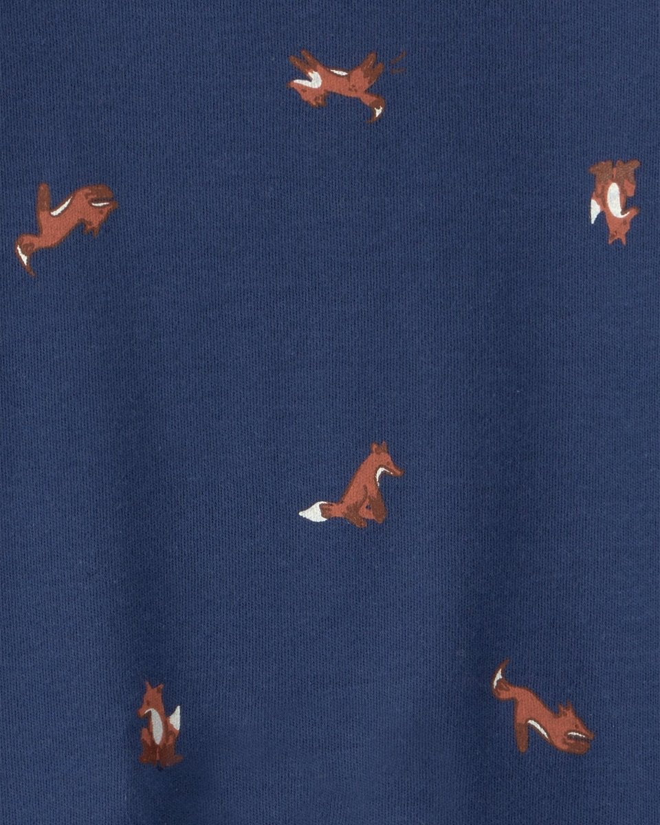 Pijama de una pieza de algodón con pie, zorro azul marino - Carter's
