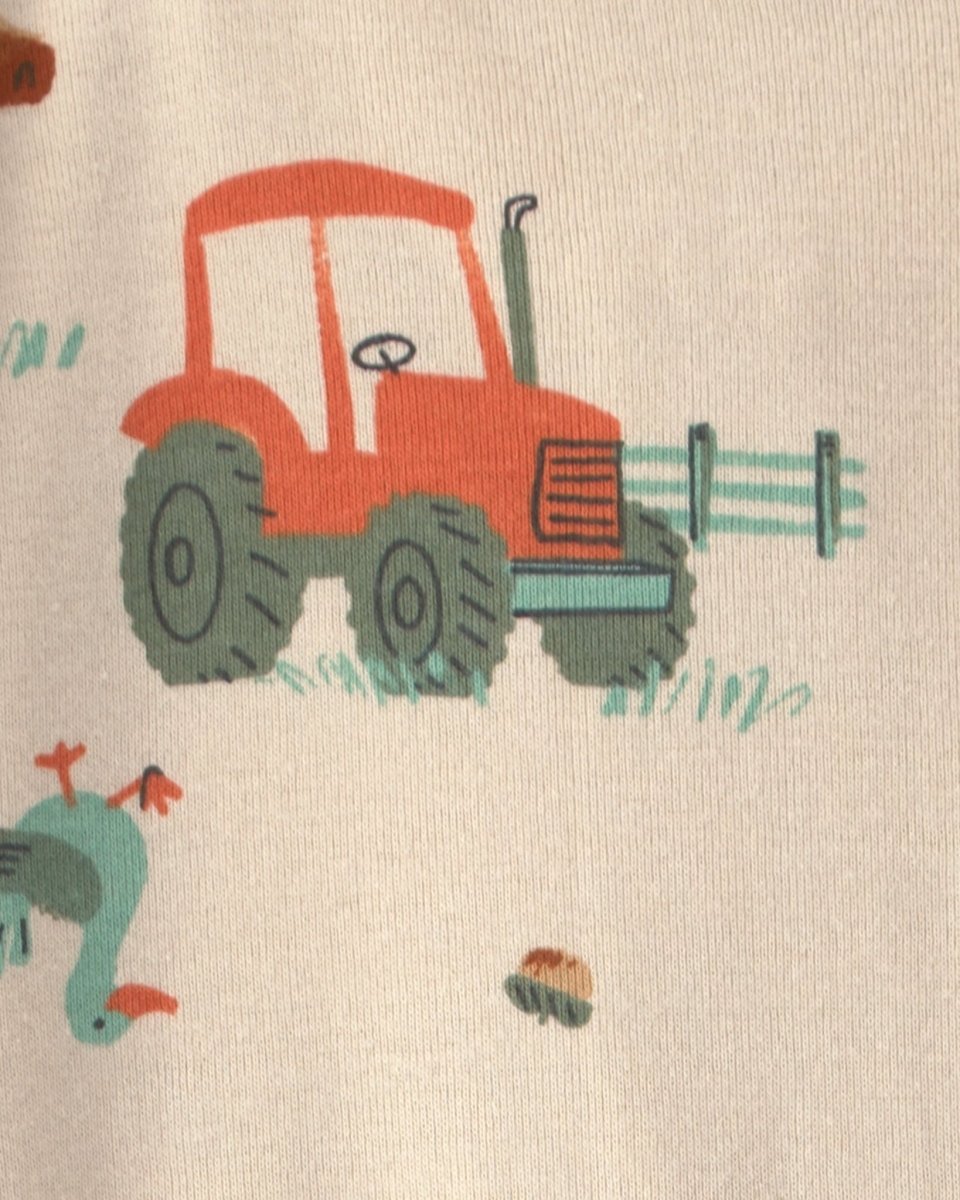 Pijama de una pieza de algodón sin pie, granja en beige - Carter's