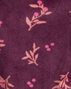 Pijama dos piezas de felpa floral con cinta para el pelo granate - Carter's