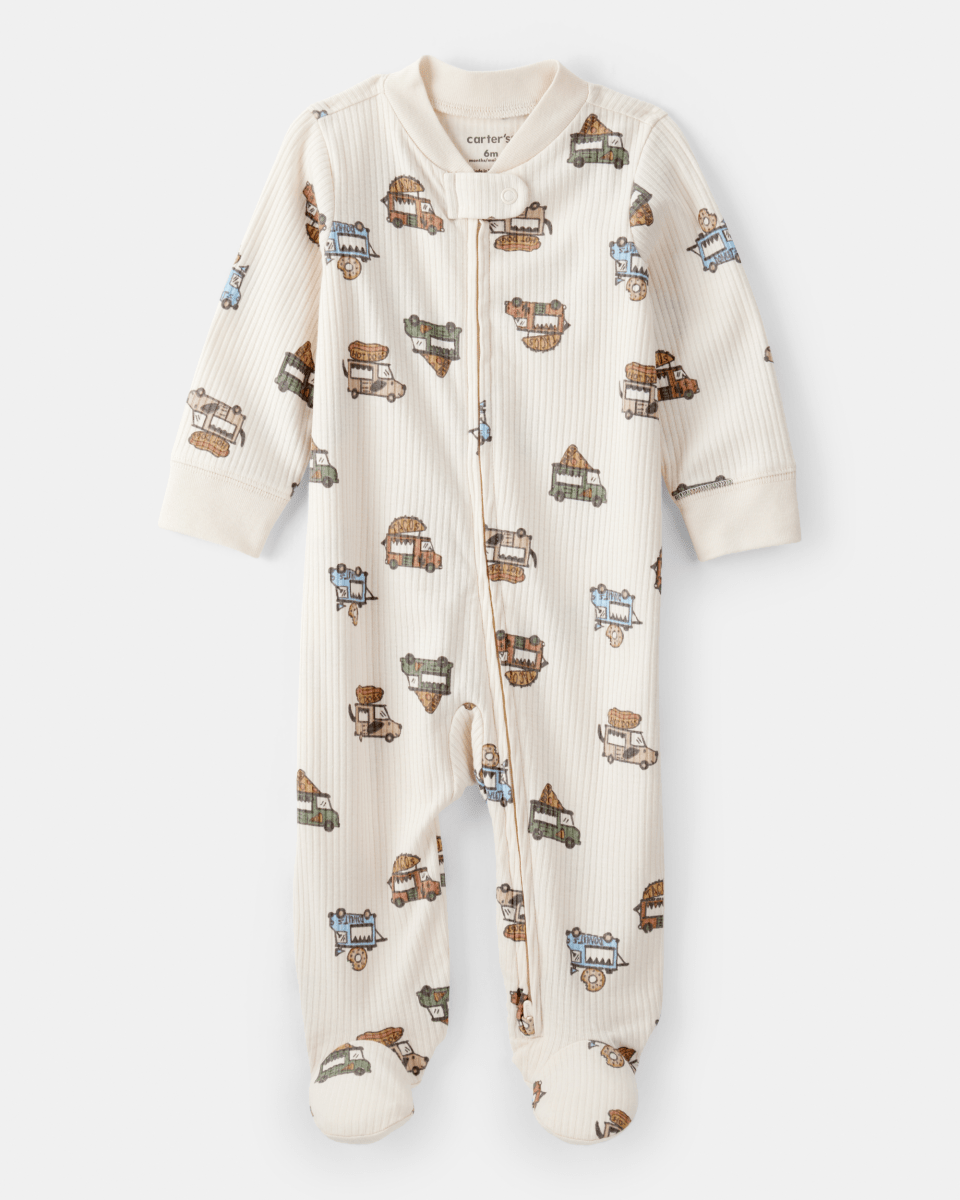 Pijama enterizo con pies de camiones de comida en acanalado - Carter's