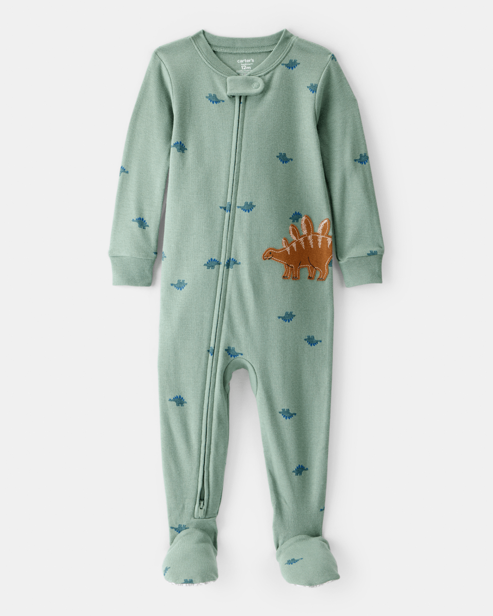 Pijama enterizo de algodón con dinosaurios en verde - Carter's