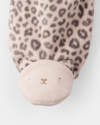 Pijama enterizo de polar marrón con estampado animal print - Carter's