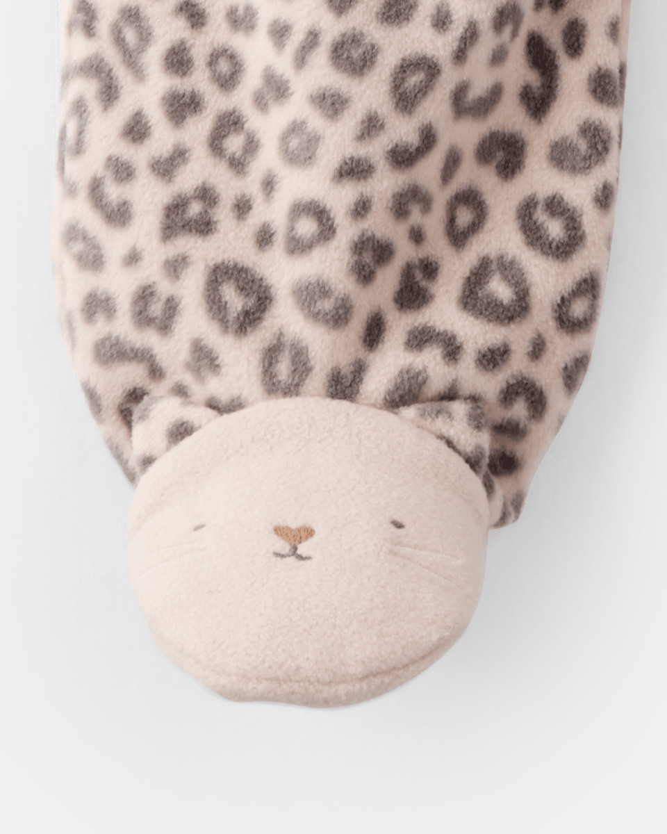 Pijama enterizo de polar marrón con estampado animal print - Carter's