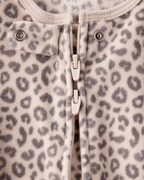 Pijama enterizo de polar marrón con estampado animal print - Carter's