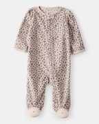 Pijama enterizo de polar marrón con estampado animal print - Carter's