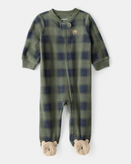Pijama enterizo de polar verde con diseño buffalo - Carter's