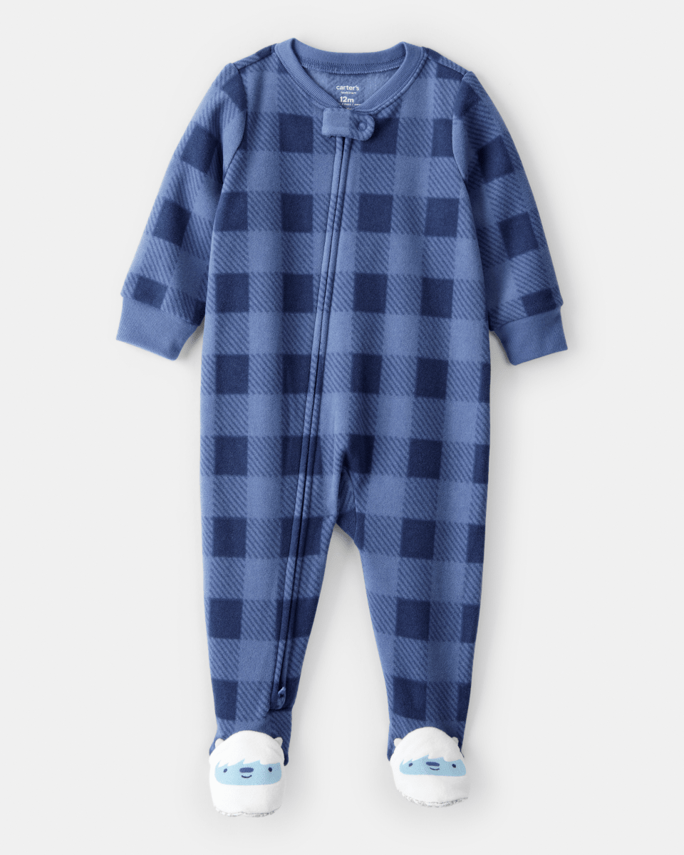 Pijama enterizo holgado con cuadros y Yeti - Carter's