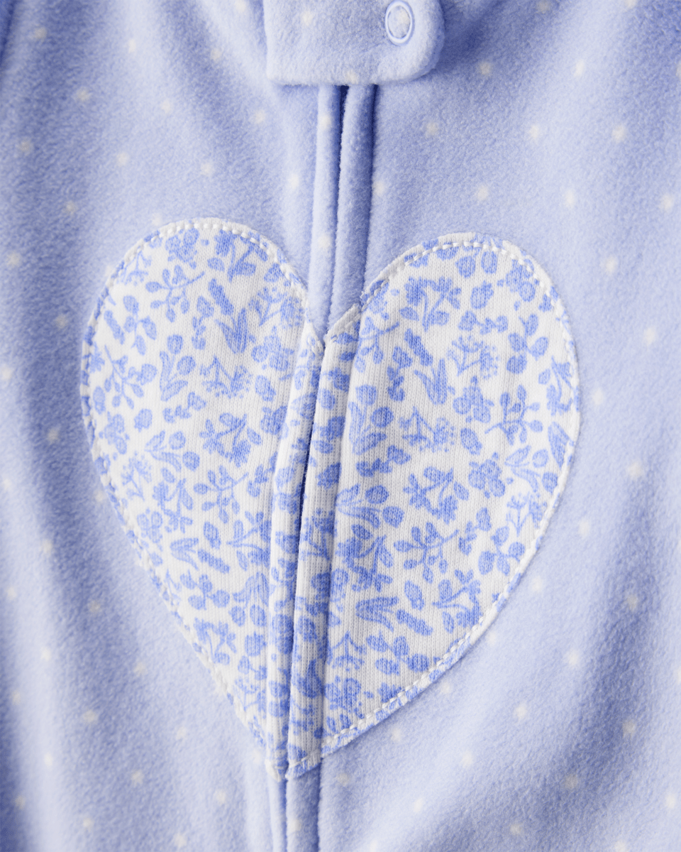 Pijama enterizo polar azul con corazones y lunares - Carter's