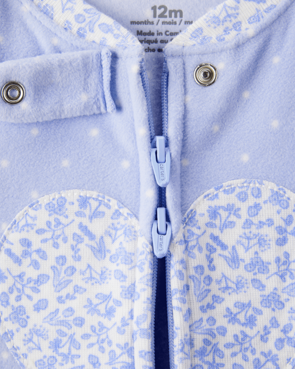 Pijama enterizo polar azul con corazones y lunares - Carter's