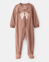 Brown polar fleece onesie with walrus design