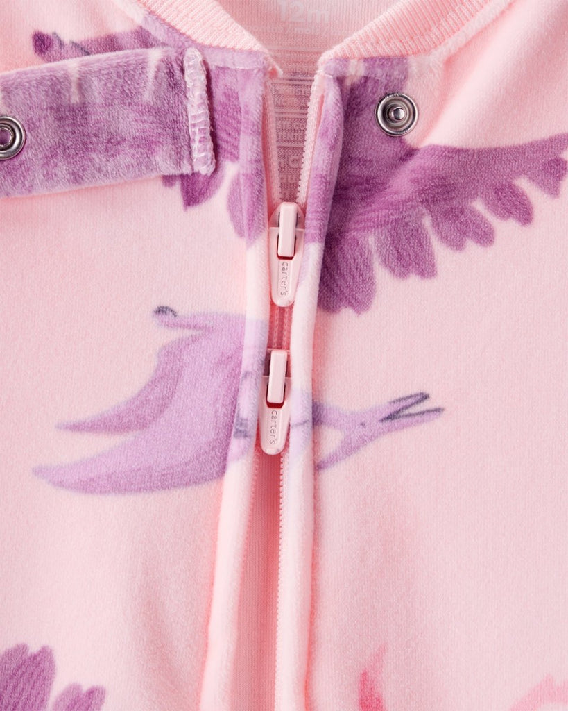 Pijama enterizo polar rosa con estampado de dinosaurios para bebé niña - Carter's
