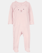 Pijama entero de algodón interlock diseño oso rosa - Carter's