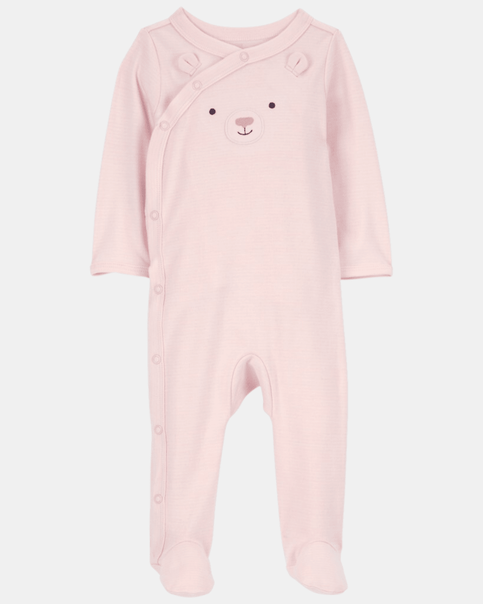 Pijama entero de algodón interlock diseño oso rosa - Carter's