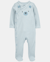 Macacão de algodão entrelaçado com estampado de urso