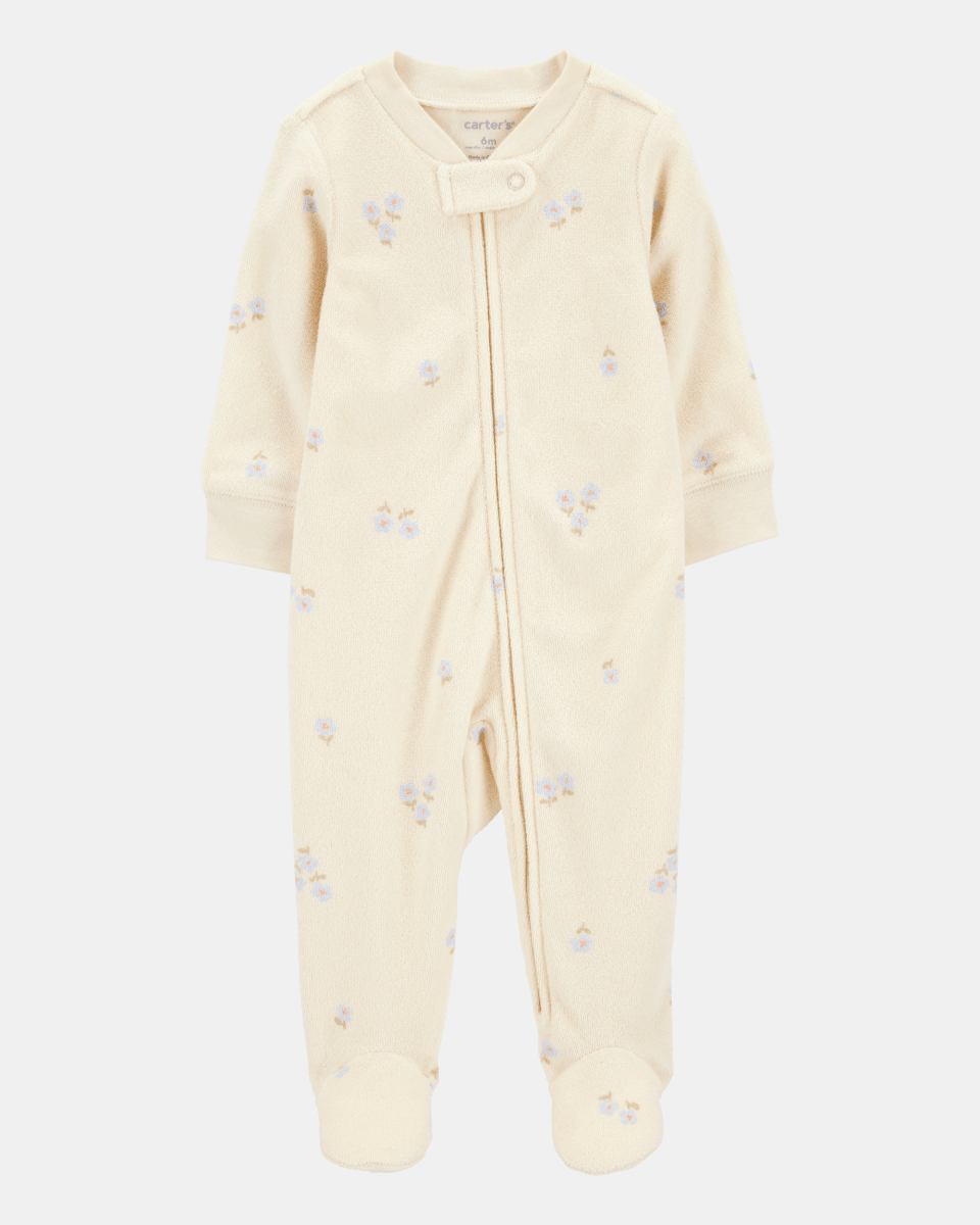 Pijama entero de rizo con cremallera y estampado floral - Carter's
