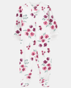 Floral design one-piece microfleece pajamas