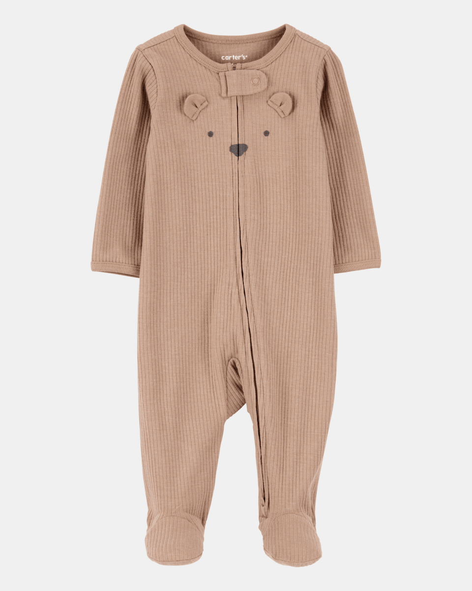 Pijama entero punto canalé diseño oso marrón - Carter's