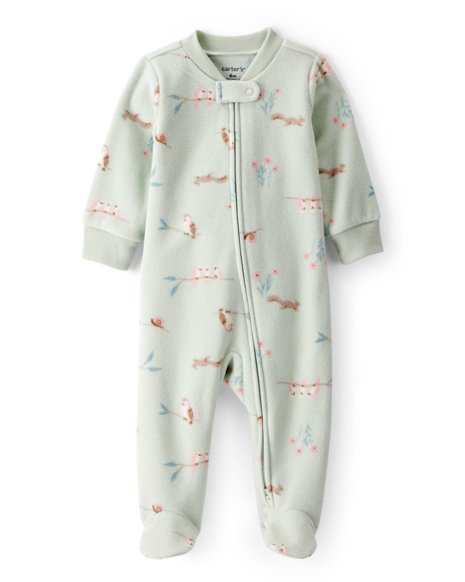 Pijama microfleece con estampado de búhos y ardillas para bebé niña - Carter's