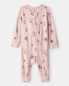Pijama sustentável de algodão macio, estampado de veados cor-de-rosa