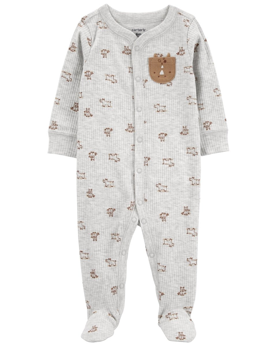 Pijama una pieza de algodón acanalado, con pie, diseño rinocerontes - Carter´s España