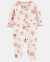Pijama una pieza de algodón, con pie, diseño manzanas