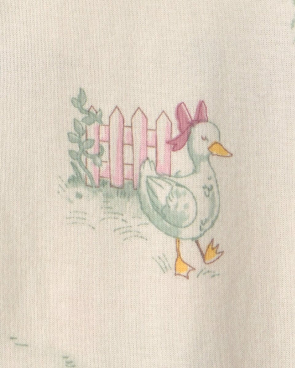 Pijama una pieza de algodón con pie, granja en crema - Carter's