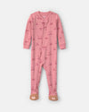 Cotton footed sleep and play, pink bows