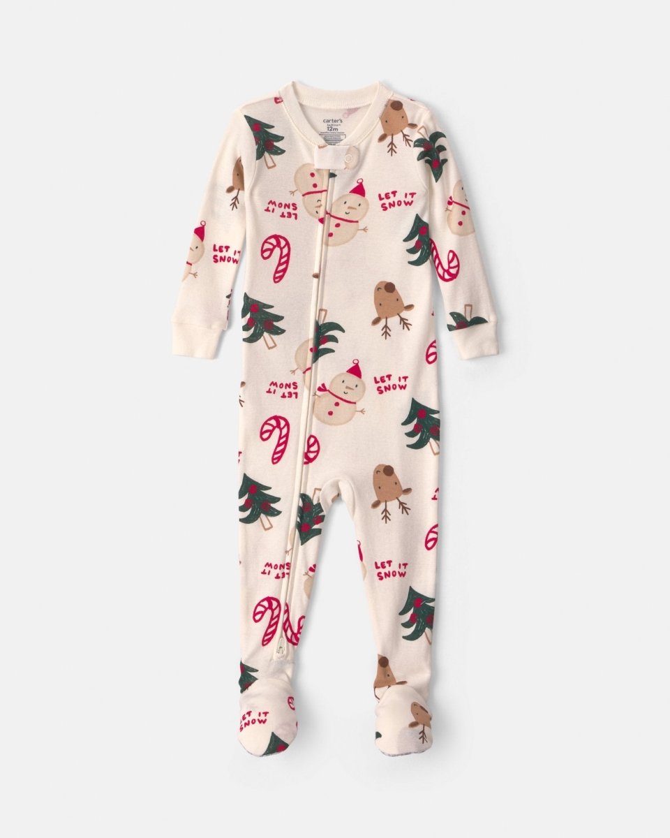 Pijama una pieza de algodón con pie, Navidad en crema - Carter's