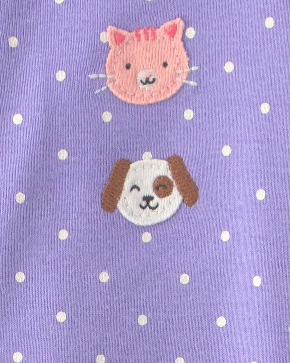 Pijama una pieza de algodón, mascotas en morado - Carter's