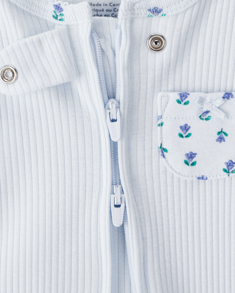 Pijama una pieza de algodón térmico, con pie, diseño floral - Carter's