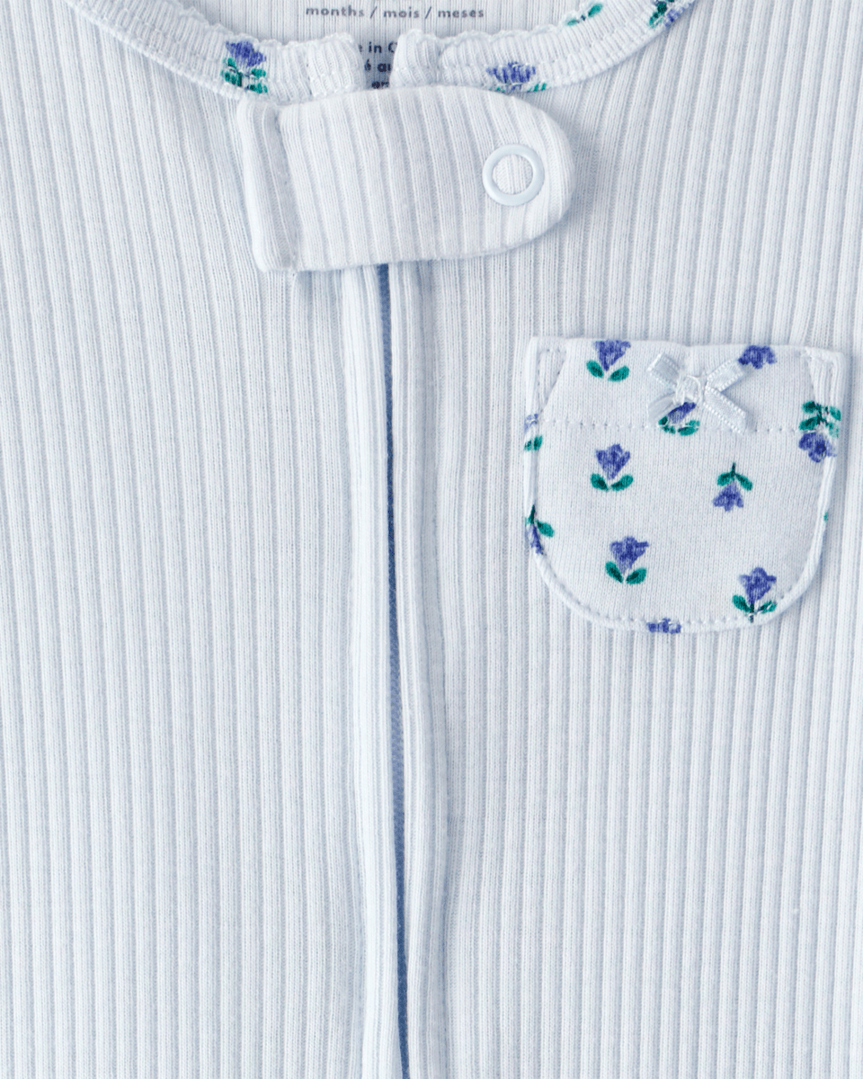 Pijama una pieza de algodón térmico, con pie, diseño floral - Carter's