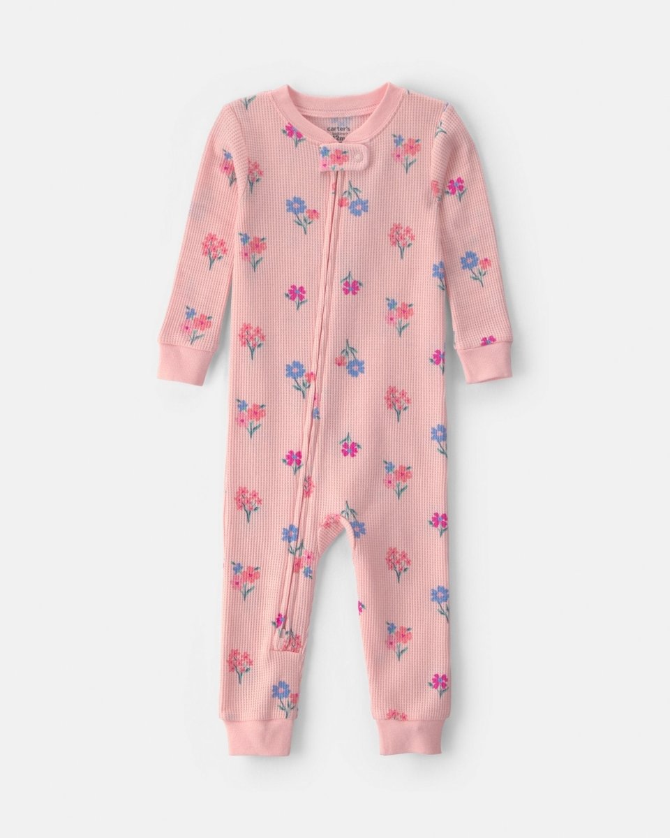 Pijama una pieza térmico de manga larga, flores en rosa - Carter's