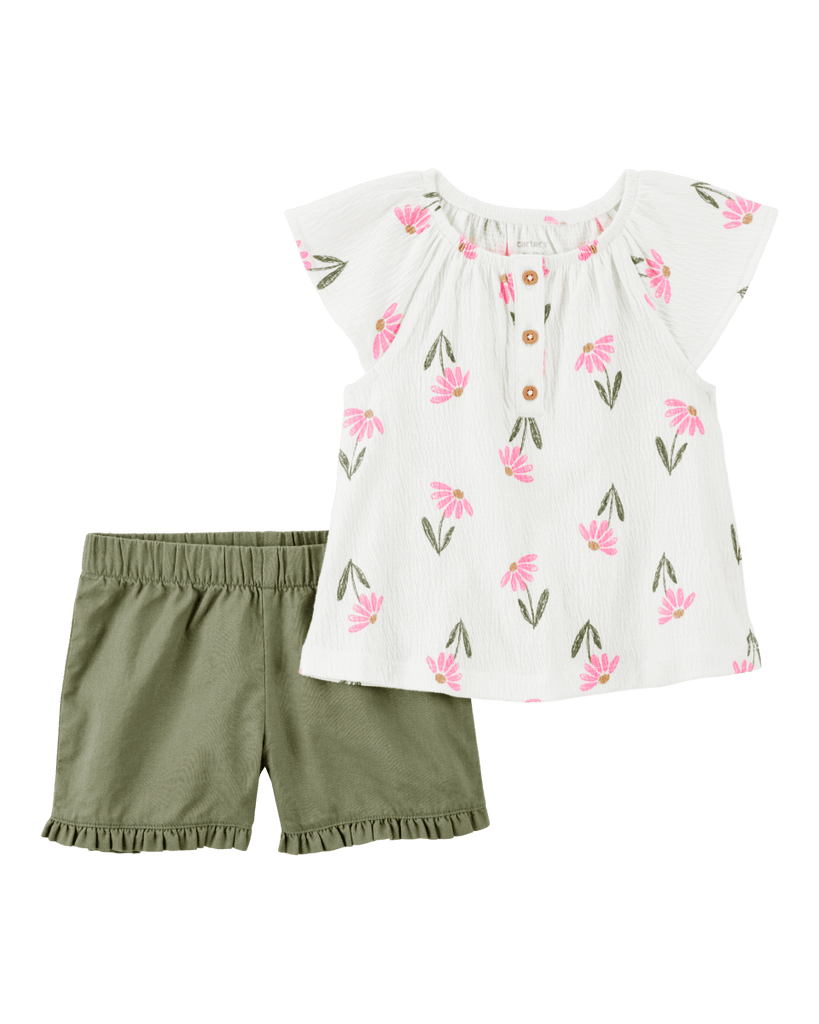 Set dos piezas, pantalón corto de algodón y blusa de jersey, diseño floral - Carter´s