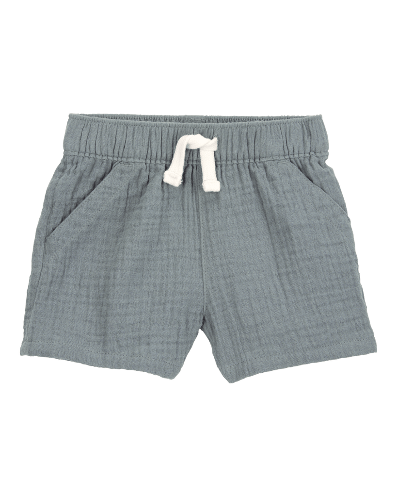 Set tres piezas de algodón, pantalón corto, camiseta henley y body, gris - Carter´s