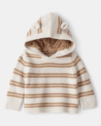 Sudadera con capucha diseño oso a rayas color avena - Carter's